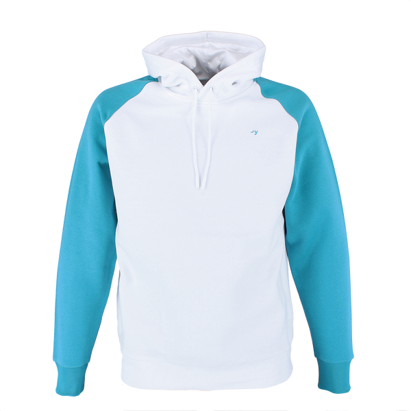 PRESTØY hoodie, hvite /turkis